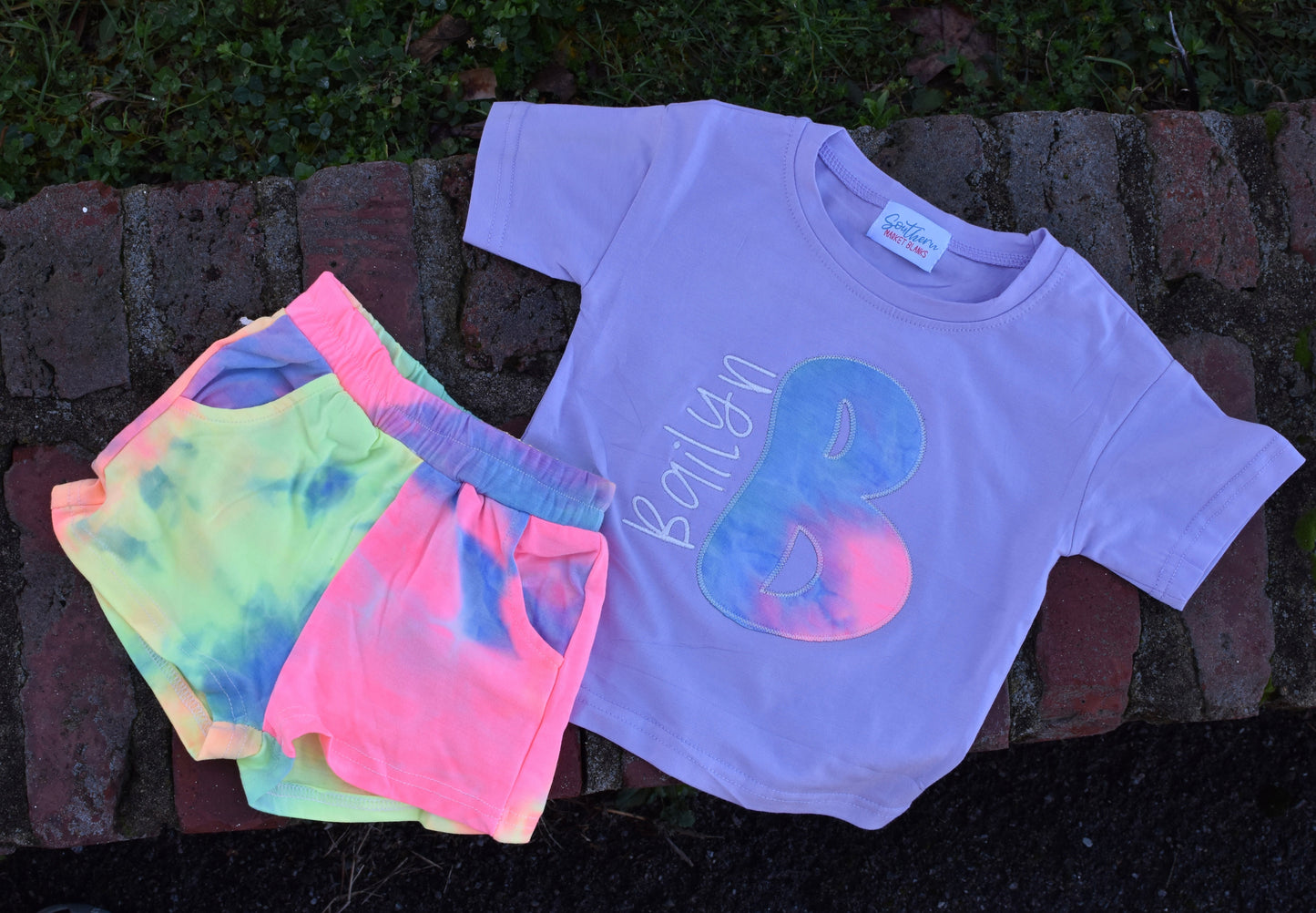 Tie Dye Applique Tee and Shorts -Early April Ship