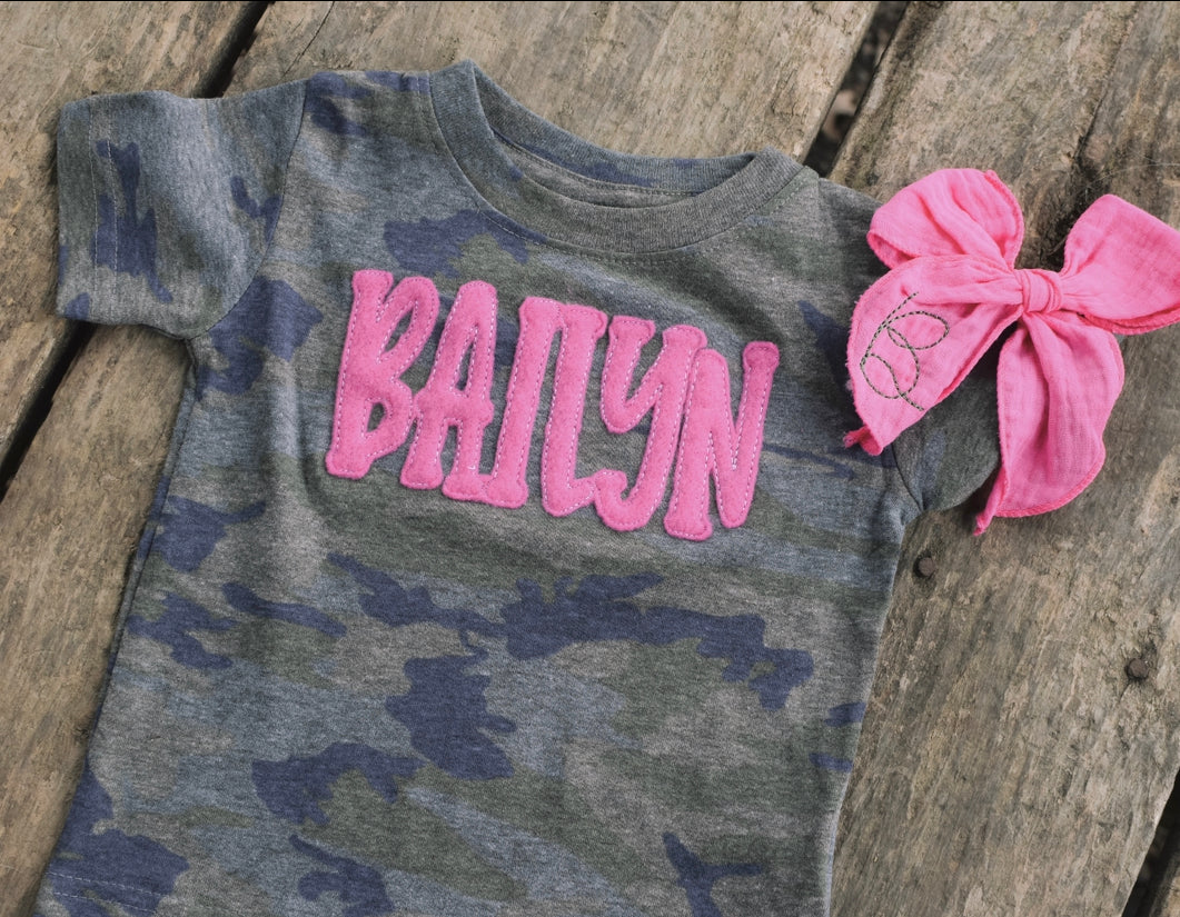 3D applique name tee