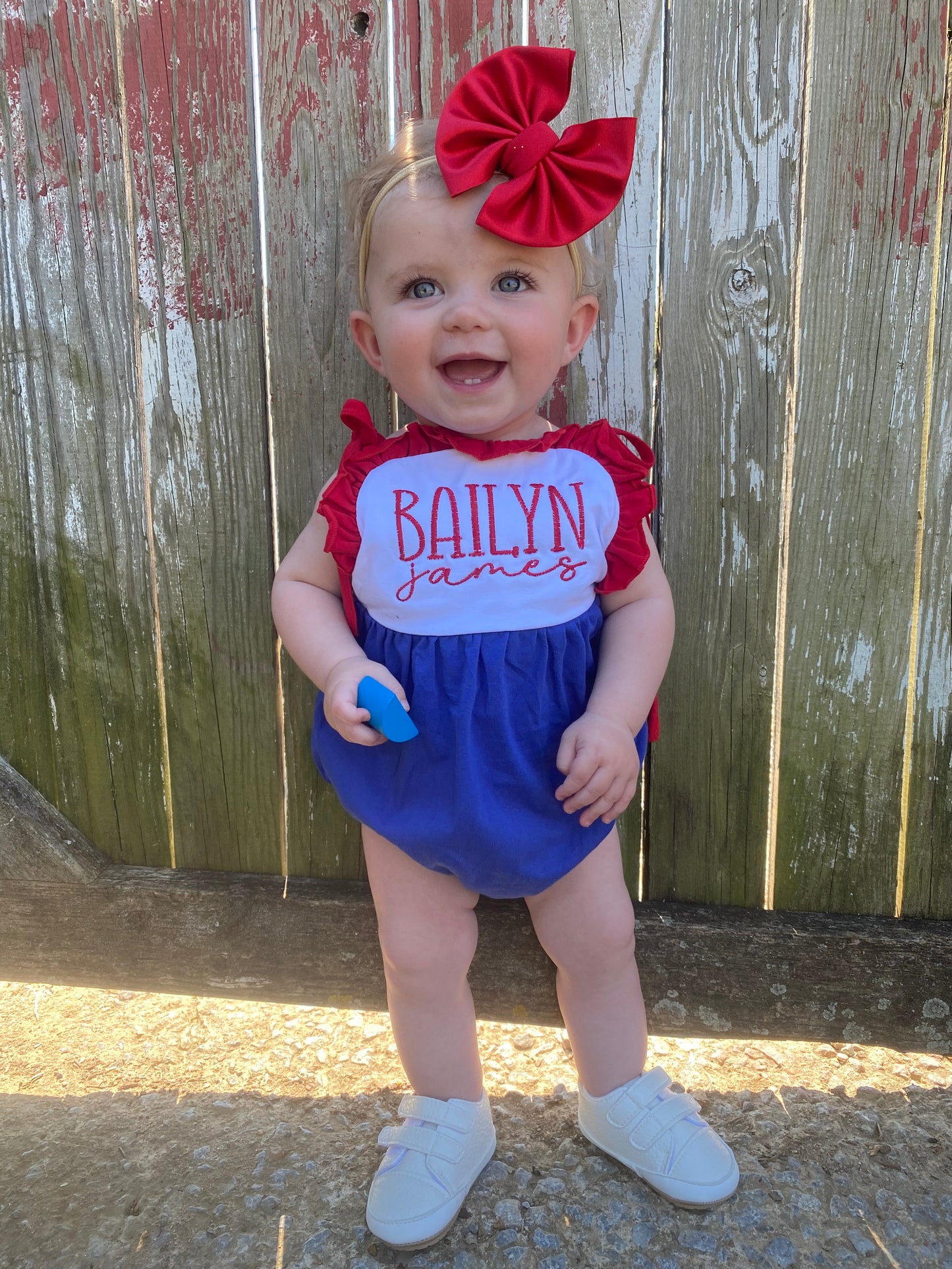 Red White Blue Tie Bubble and Dress - Mid June Ship