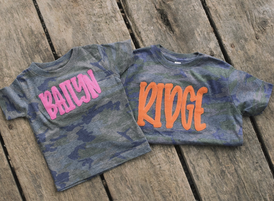 3D applique name tee
