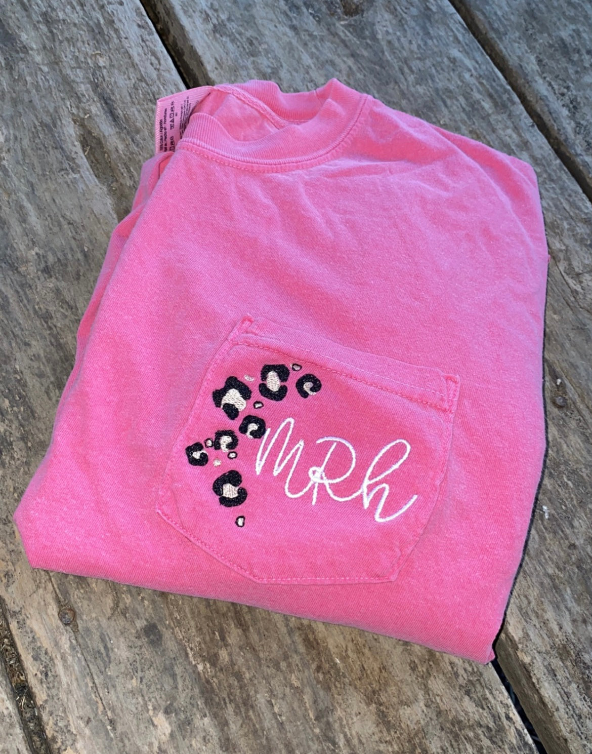 Rainbow cheetah print monogram shirt- monogram tee- scalloped circle font  monogram- comfort colors- free shipping- personalized tee