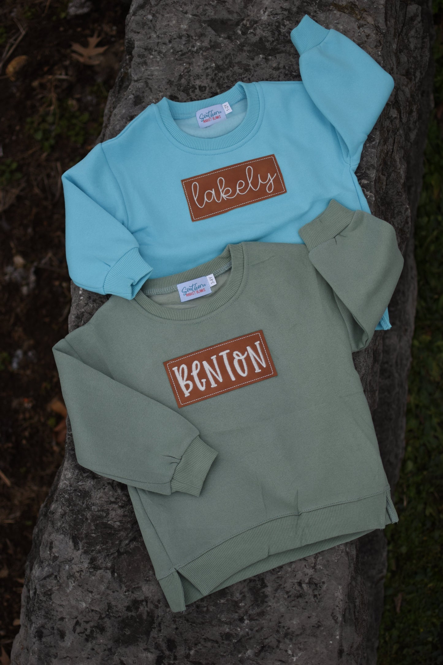 Leather Patch Name Sweatshirts and Bubble -  Early March Ship