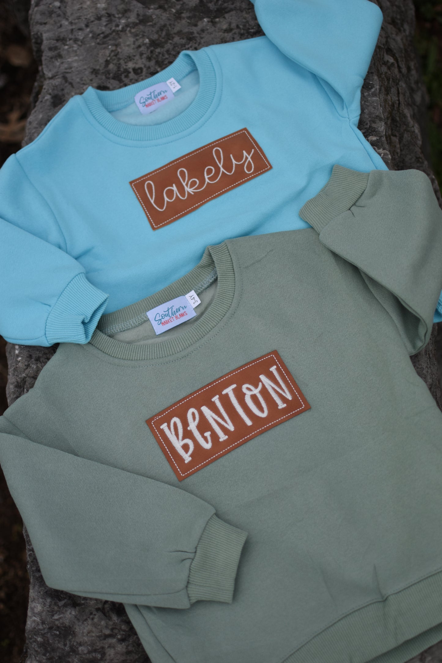 Leather Patch Name Sweatshirts and Bubble -  Early March Ship