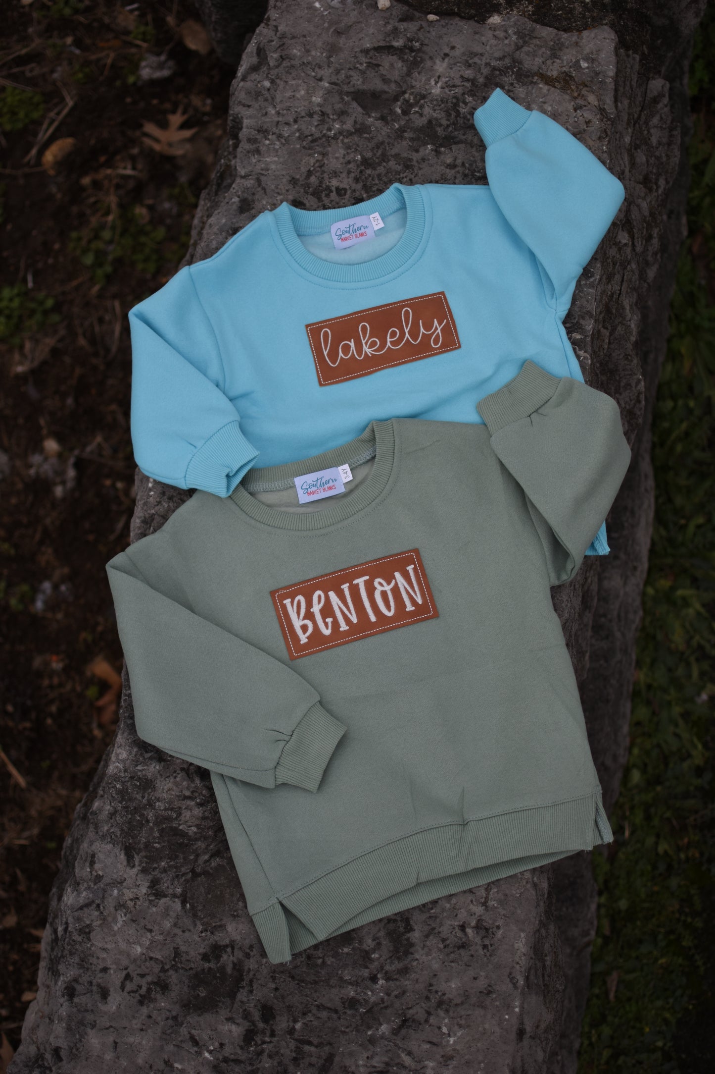Leather Patch Name Sweatshirts and Bubble -  Early March Ship