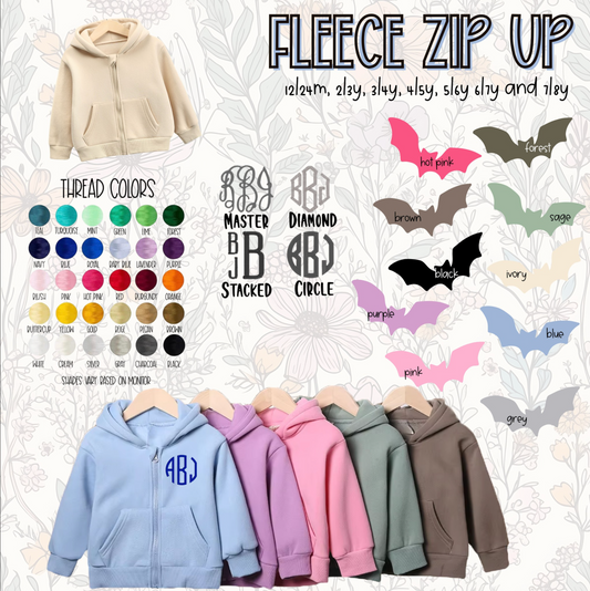 Fleece Zip Ups - Mid Sept Ship